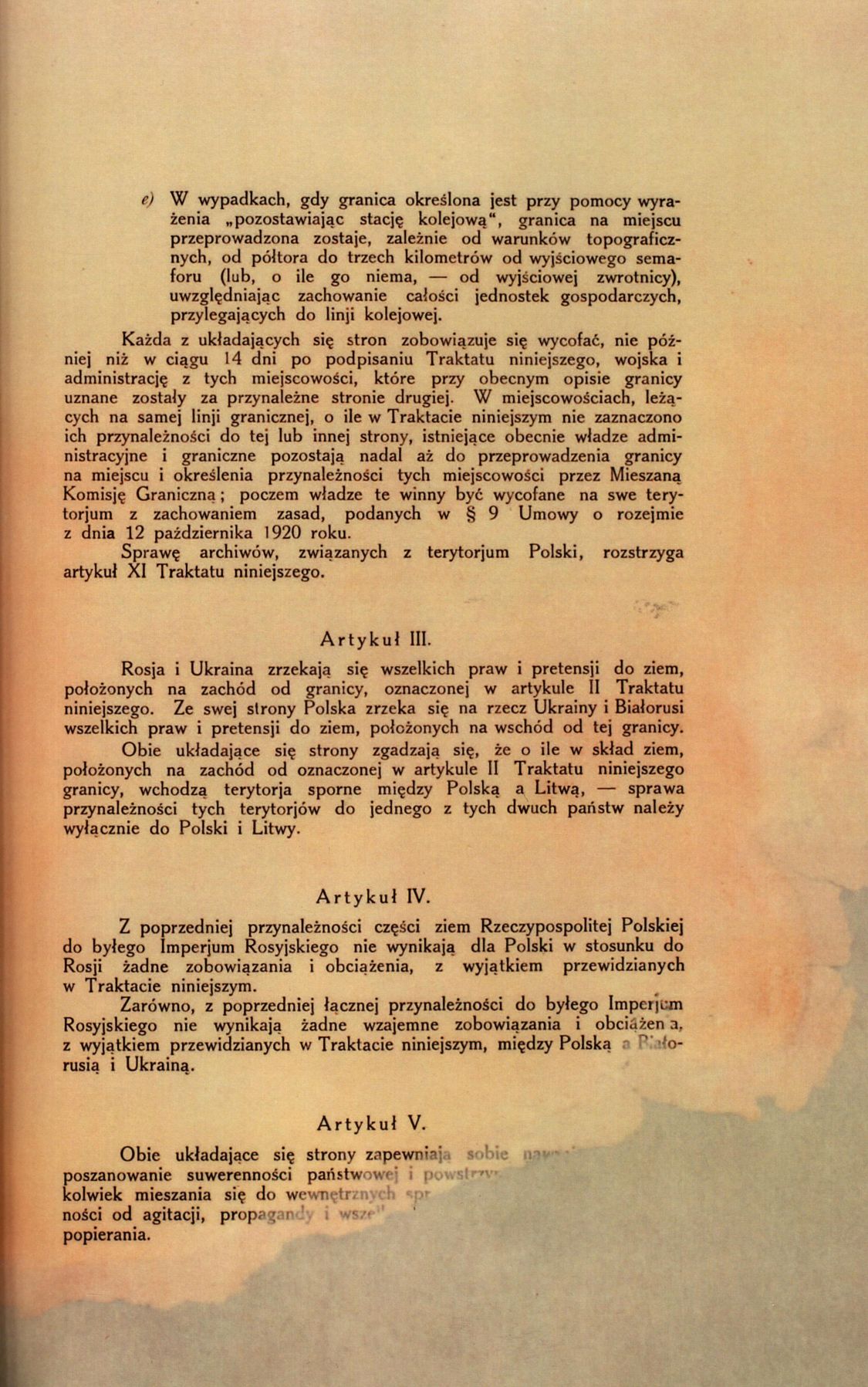 Traktat Pokoju między Polską a Rosją i Ukrainą podpisany w Rydze dnia 18 marca 1921 roku, s. 7, MSZ, sygn. 6739.