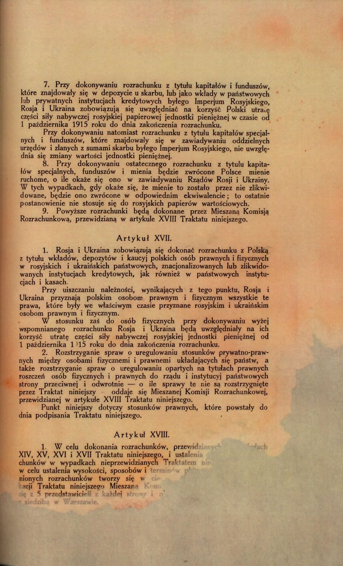 Traktat Pokoju między Polską a Rosją i Ukrainą podpisany w Rydze dnia 18 marca 1921 roku, s. 19, MSZ, sygn. 6739.