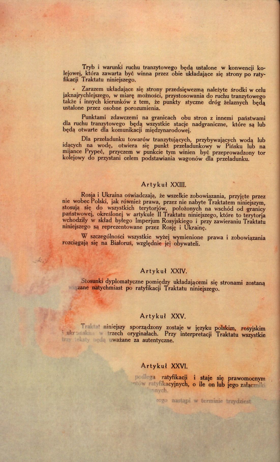 Traktat Pokoju między Polską a Rosją i Ukrainą podpisany w Rydze dnia 18 marca 1921 roku, s. 22, MSZ, sygn. 6739.