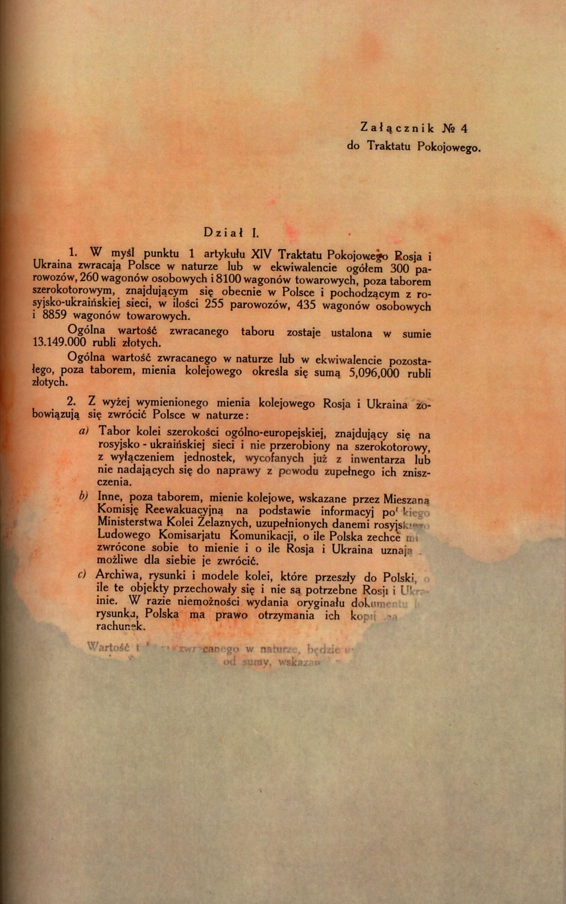 Traktat Pokoju między Polską a Rosją i Ukrainą podpisany w Rydze dnia 18 marca 1921 roku, s. 28, MSZ, sygn. 6739.